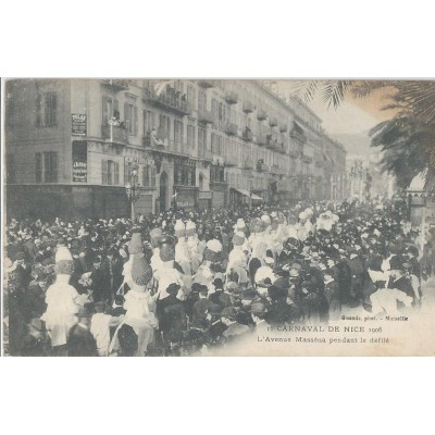 Carnaval de Nice  1906 - L'Avenue Masséna pendant le défilé 